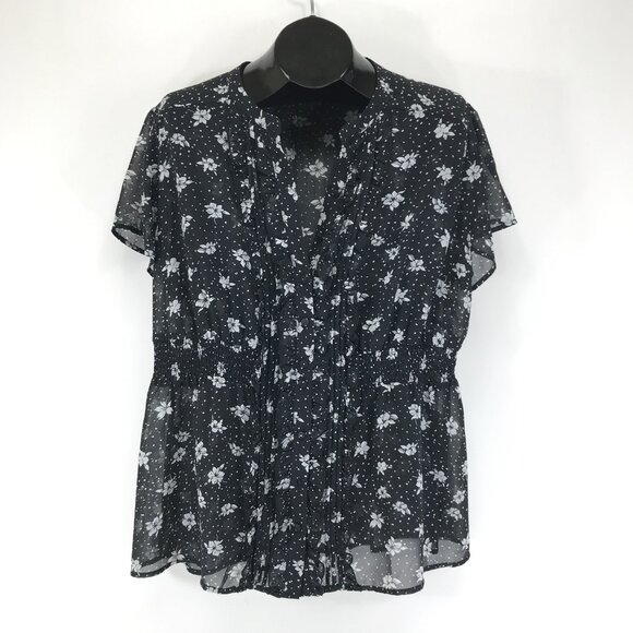 Torrid Floral Print Ruffle Blouse Women's Plus 2/2X Sheer Lightweight Career - Picture 1 of 11